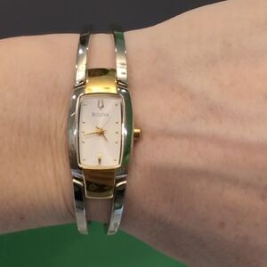 Bulova Two-Tone Bangle Watch